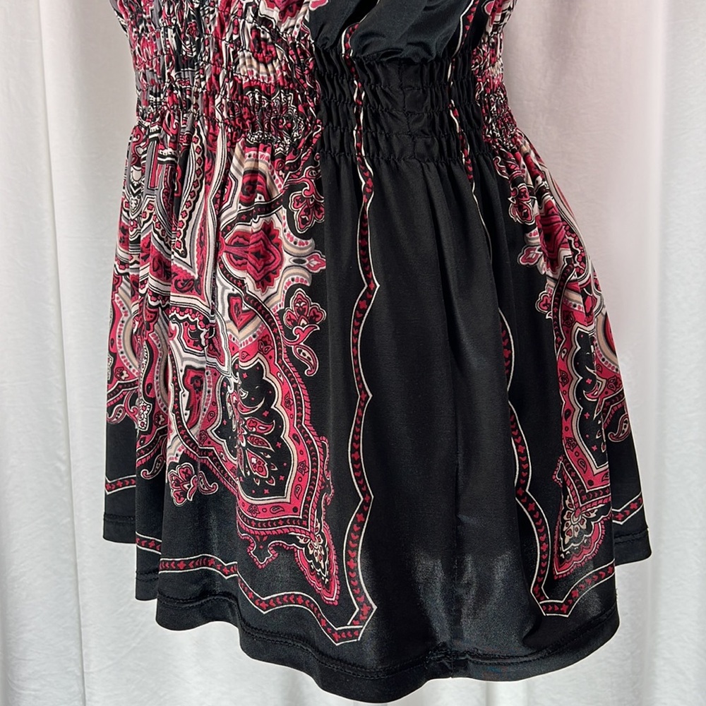 HeartSoul L Black/Burgundy Patterned Blouse - Picture 6 of 13